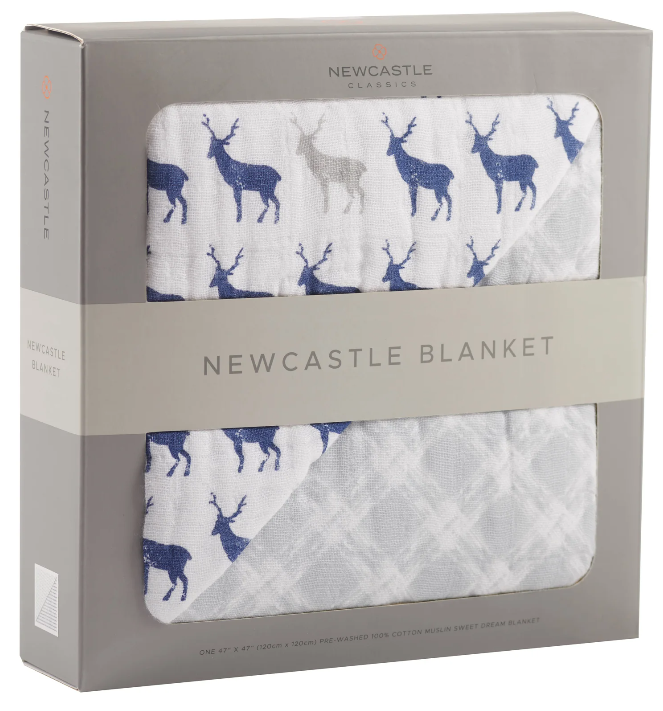 Deer & Grey Plaid Baby Blanket