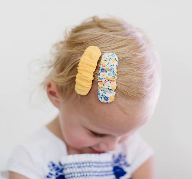 Yellow Floral Ruffle Clip Set