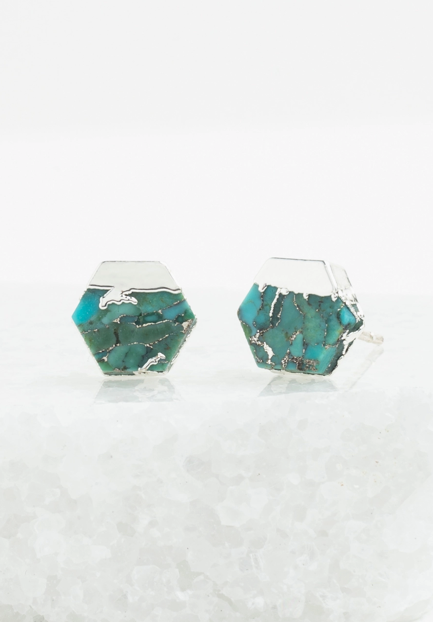 Turquoise Stone Silver Studs