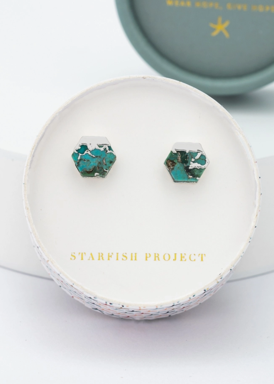 Turquoise Stone Silver Studs