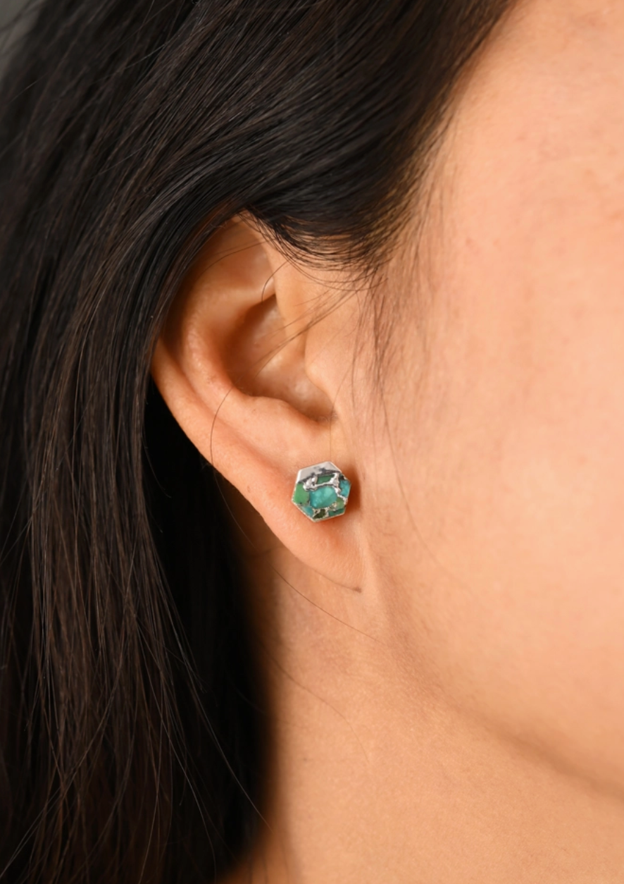 Turquoise Stone Silver Studs