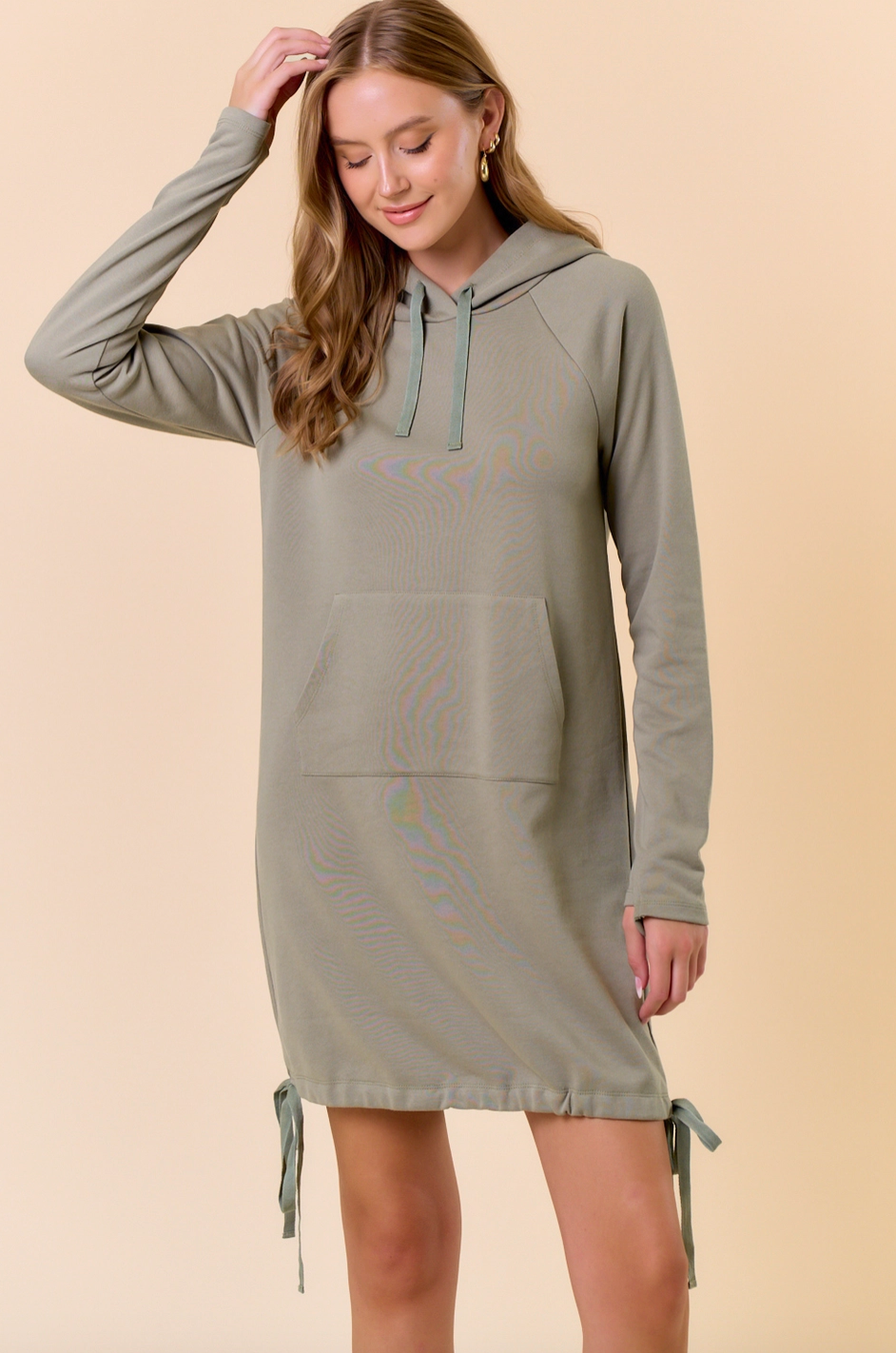 Olive Terry Hoodie Dress