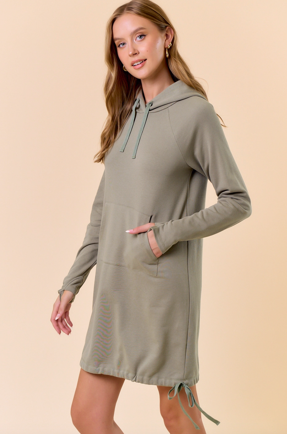 Olive Terry Hoodie Dress