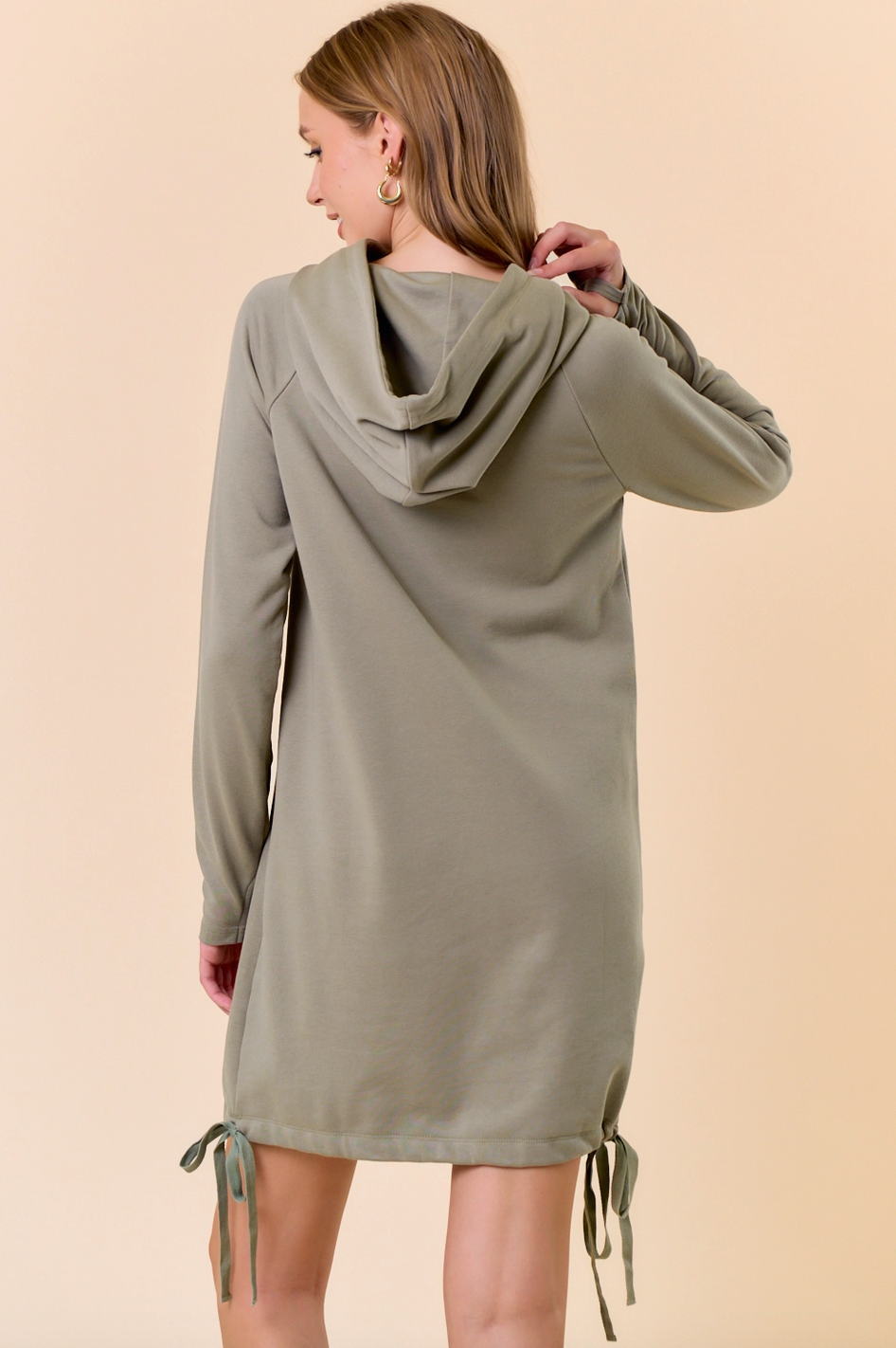 Olive Terry Hoodie Dress