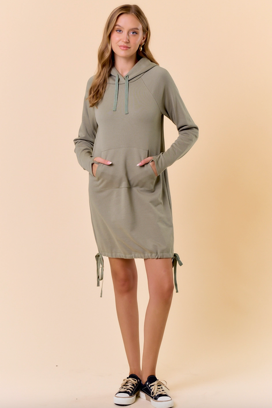 Olive Terry Hoodie Dress