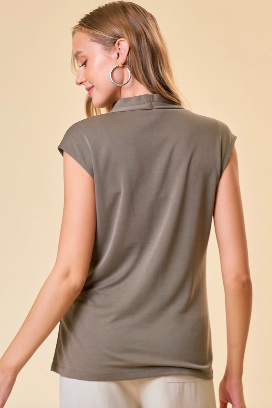 Leigh Pin-Tucked V-Neck
