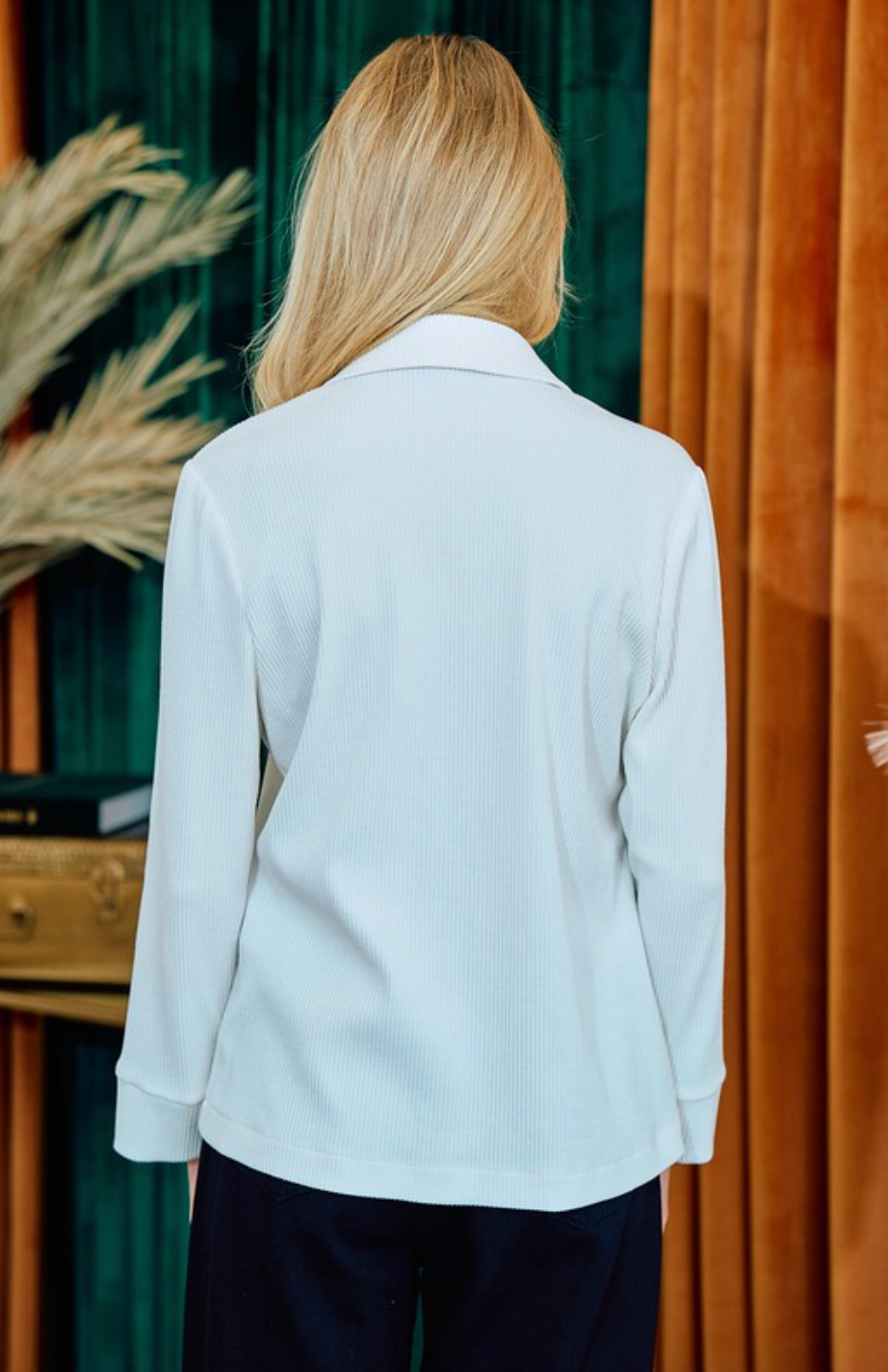 Placket Sleeve Knit Blazer
