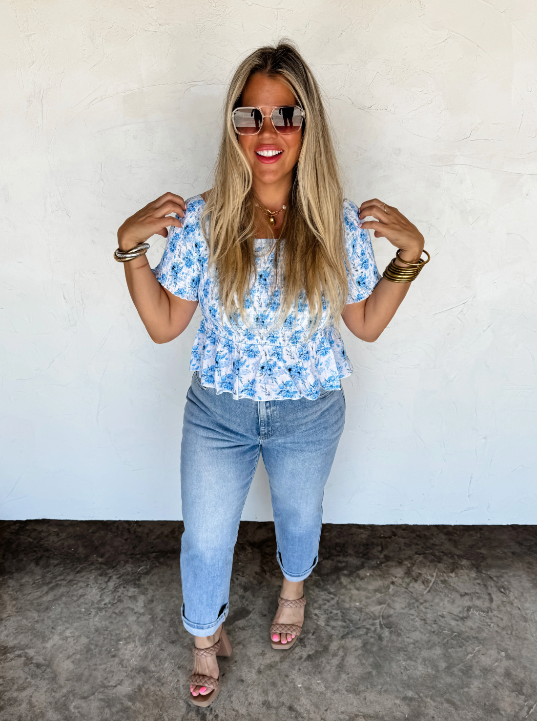 Essie Floral Smocked Top