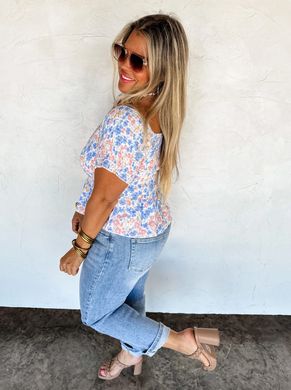 Ellie Floral Smocked Top