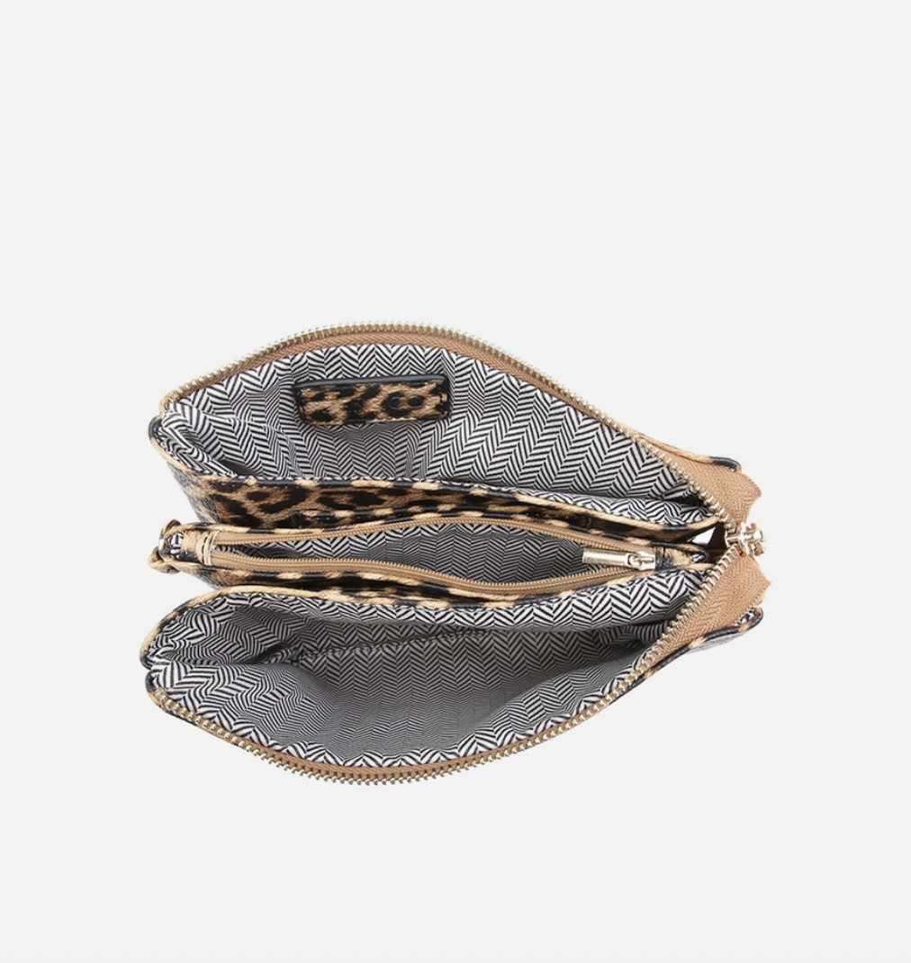 Gray Leopard Crossbody/Wristlet