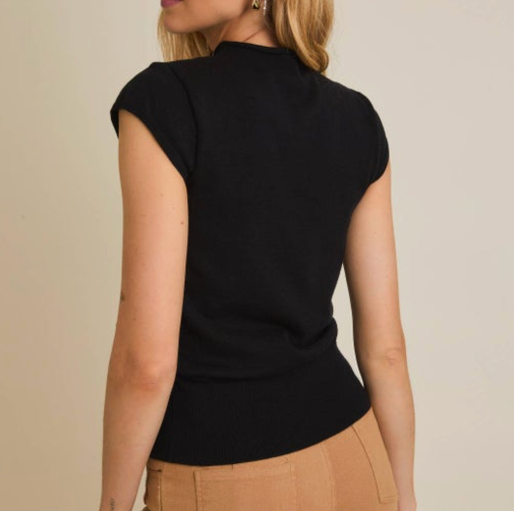 Pia Black Knit Top