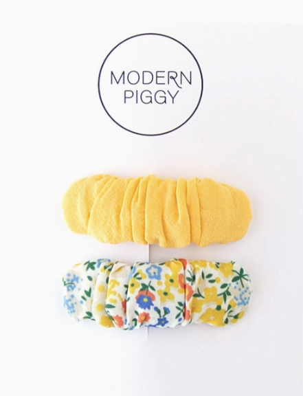Yellow Floral Ruffle Clip Set