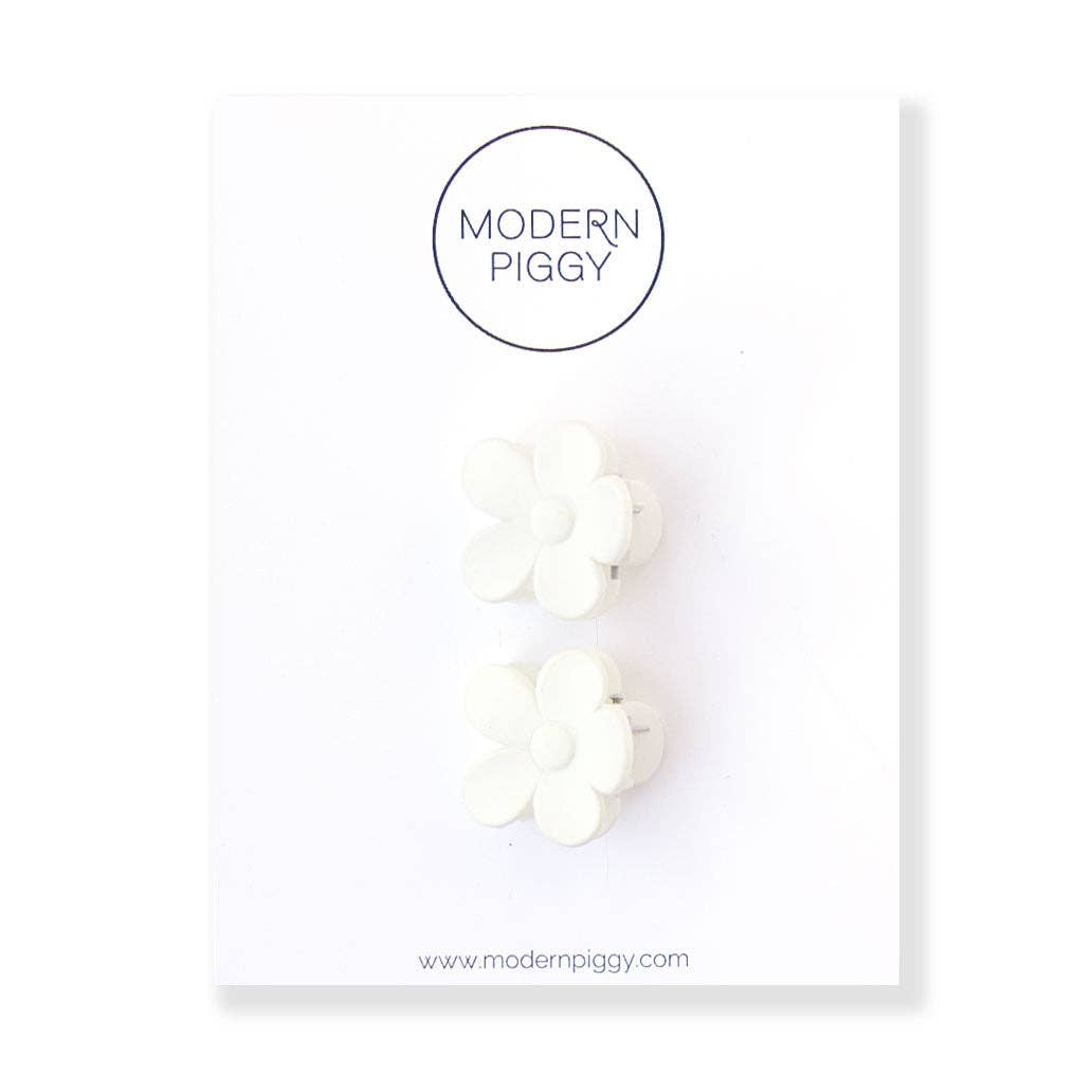 Mini Bloom Claw Clips White