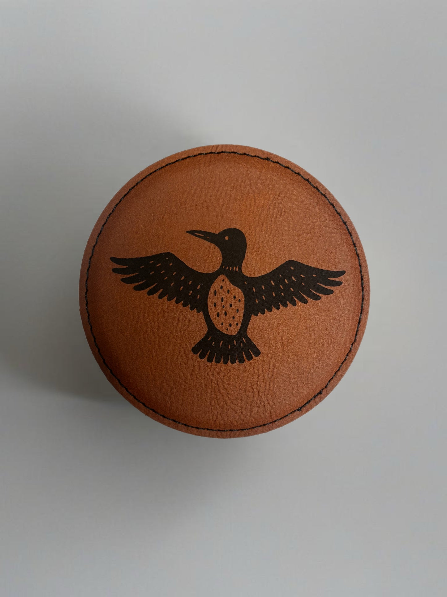 MN Loon Leather Coaster