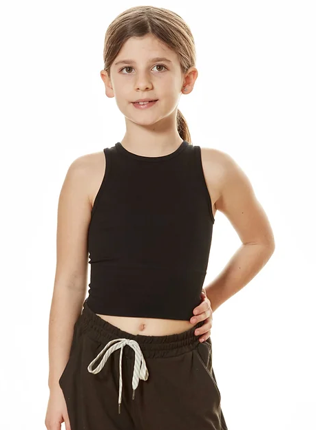 Youth Chevron Crop Top Black
