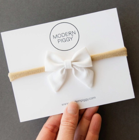 White Bow Infant Headband
