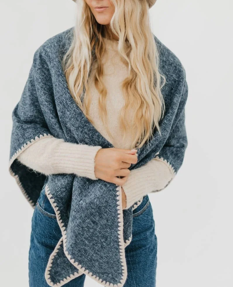 Navy Triangle Shawl