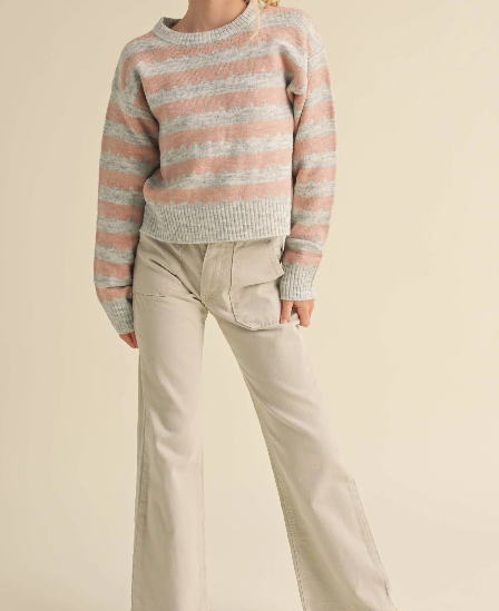Tween Girls Striped Crewneck