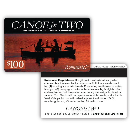 Prank Gift Card: Canoe For Two
