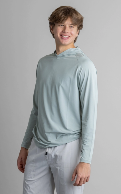 Men's UPF 50+ Hoodie: Aqua Gray