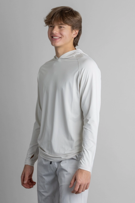 Men's UPF 50+ Hoodie: White Onyx