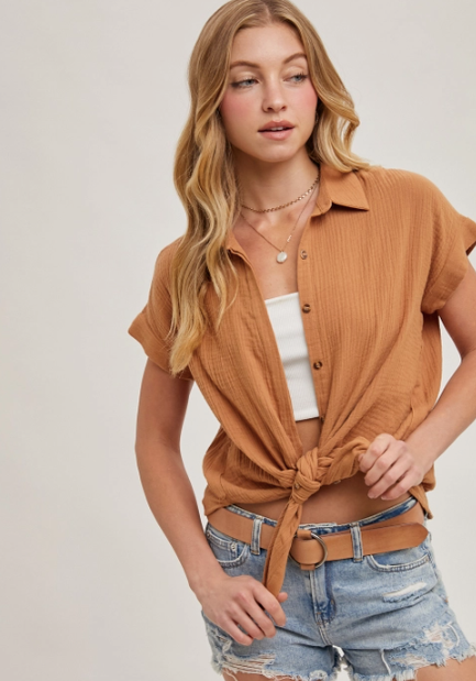 Camel Woven Cotton Shirt