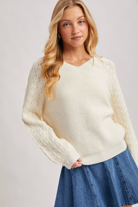Ivy V-Neck Ribbed Sweater