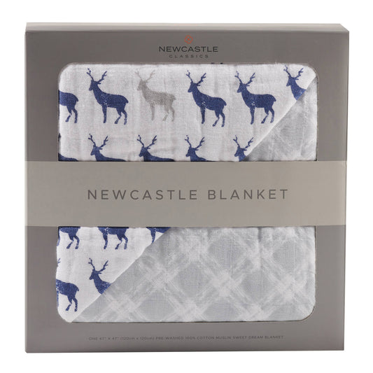 Deer & Grey Plaid Baby Blanket