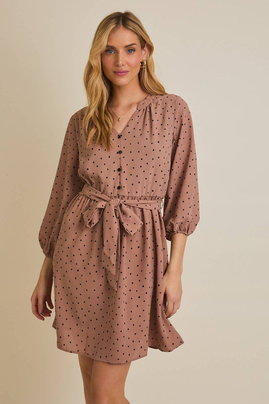 V-Neck Shirring Dress