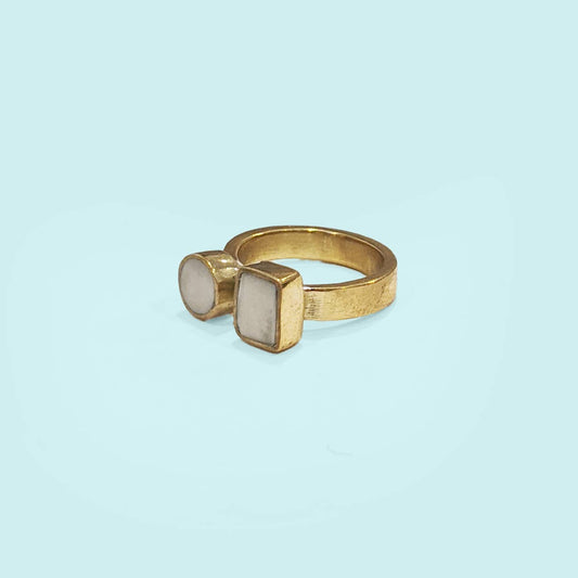 Recycled White Brass Geo Ring (M/L)