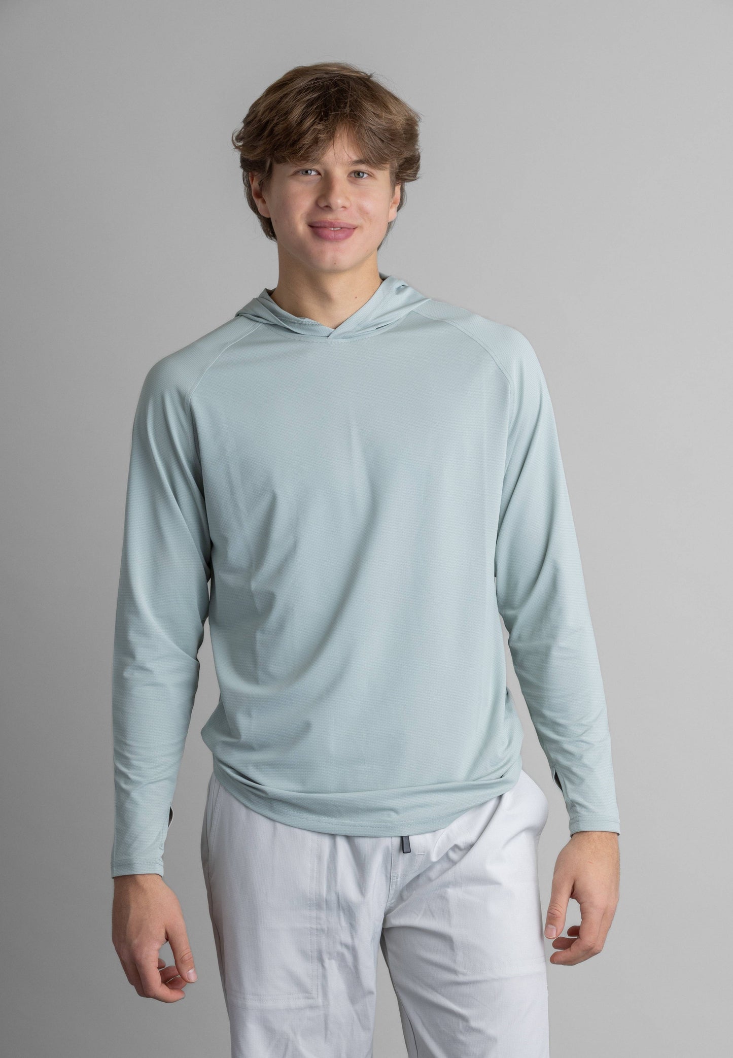 Men's UPF 50+ Hoodie: Aqua Gray