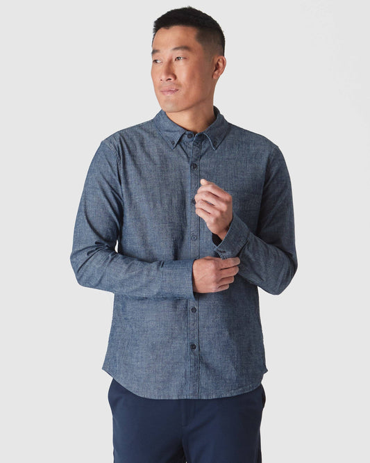 Men's Indigo Wash Chambray Polo