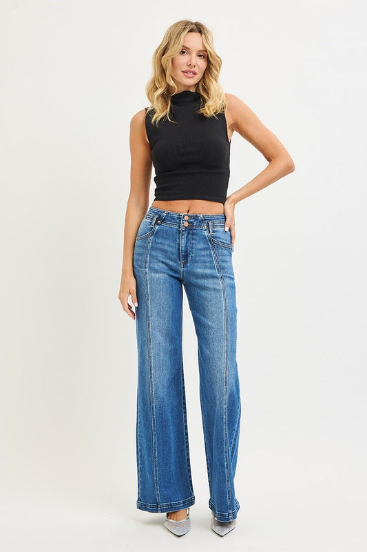 Ruby Wide Leg Pintuck Jeans