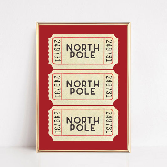 Red North Pole Art Print 8x10